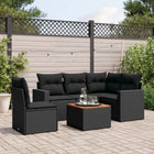 6-piece Lounge Set with Cushions Poly Rattan Black
