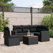 Loungeset 6-delig poly rattan zwart