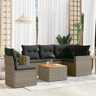 6-piece Lounge Set with Cushions Poly Rattan Grey