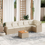 Loungeset 7-delig poly rattan beige