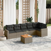 Loungeset 7-delig poly rattan grijs
