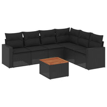 7-Delige Loungeset Met Kussens Poly Rattan Zwart