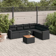 Loungeset 7-delig poly rattan zwart