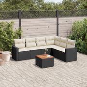 Loungeset 7-delig poly rattan zwart