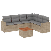7-Delige Loungeset Met Kussens Poly Rattan Beige