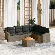 Loungeset 7-delig poly rattan grijs