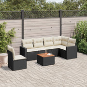 Loungeset 7-delig poly rattan zwart