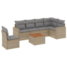7-Delige Loungeset Met Kussens Poly Rattan Beige