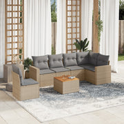 Loungeset 7-delig poly rattan beige