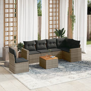 Loungeset 7-delig poly rattan grijs