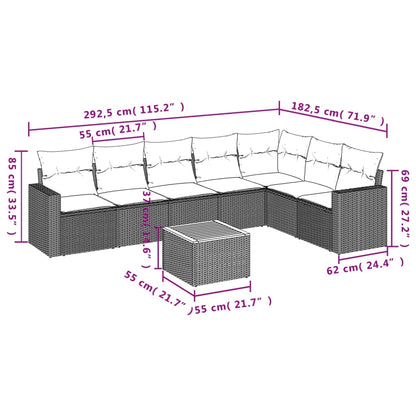 8-Delige Loungeset Met Kussens Poly Rattan Zwart
