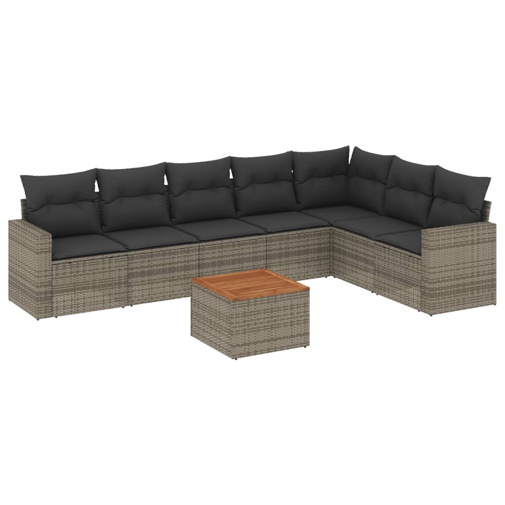 8-Delige Loungeset Met Kussens Poly Rattan Grijs