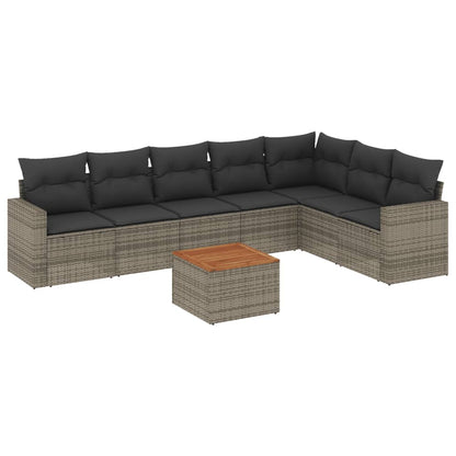 8-Delige Loungeset Met Kussens Poly Rattan Grijs