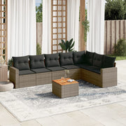 Loungeset 8-delig poly rattan grijs