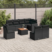 Loungeset 9-delig poly rattan zwart