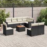 Loungeset 9-delig poly rattan zwart