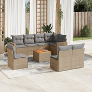Loungeset 9-delig poly rattan beige