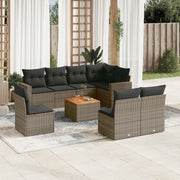 Loungeset 9-delig poly rattan grijs