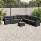 10-Delige Loungeset Met Kussens Poly Rattan Zwart