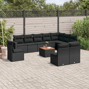 Loungeset 11-delig poly rattan zwart