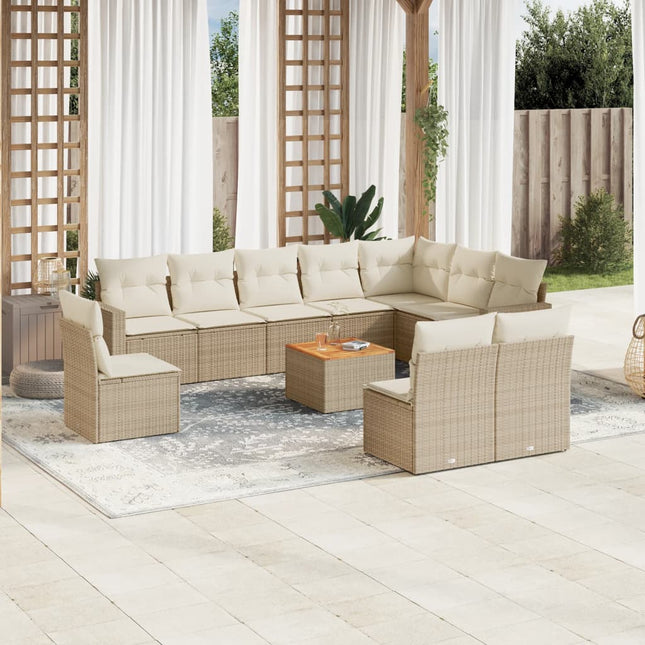 -Delige Tuinset Met Kussens Poly Rattan Beige beige and cream