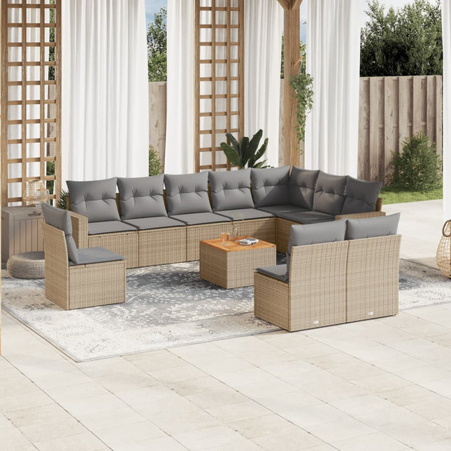 -Delige Tuinset Met Kussens Poly Rattan Beige en grijs