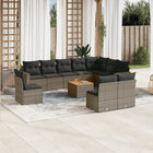 -Delige Loungeset Met Kussens Poly Rattan Grijs