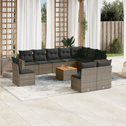 Loungeset poly rattan 11-delig grijs