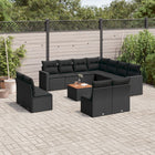 12-piece lounge set with cushions poly rattan black