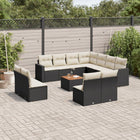 Loungeset poly rattan 12-delig zwart
