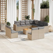 Loungeset 12-delig poly rattan beige