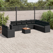Loungeset 11-delig poly rattan zwart