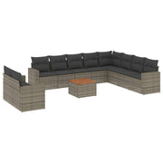 Loungeset 11-delig poly rattan grijs