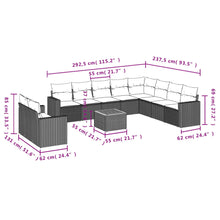 11-Delige Loungeset Met Kussens Poly Rattan Grijs