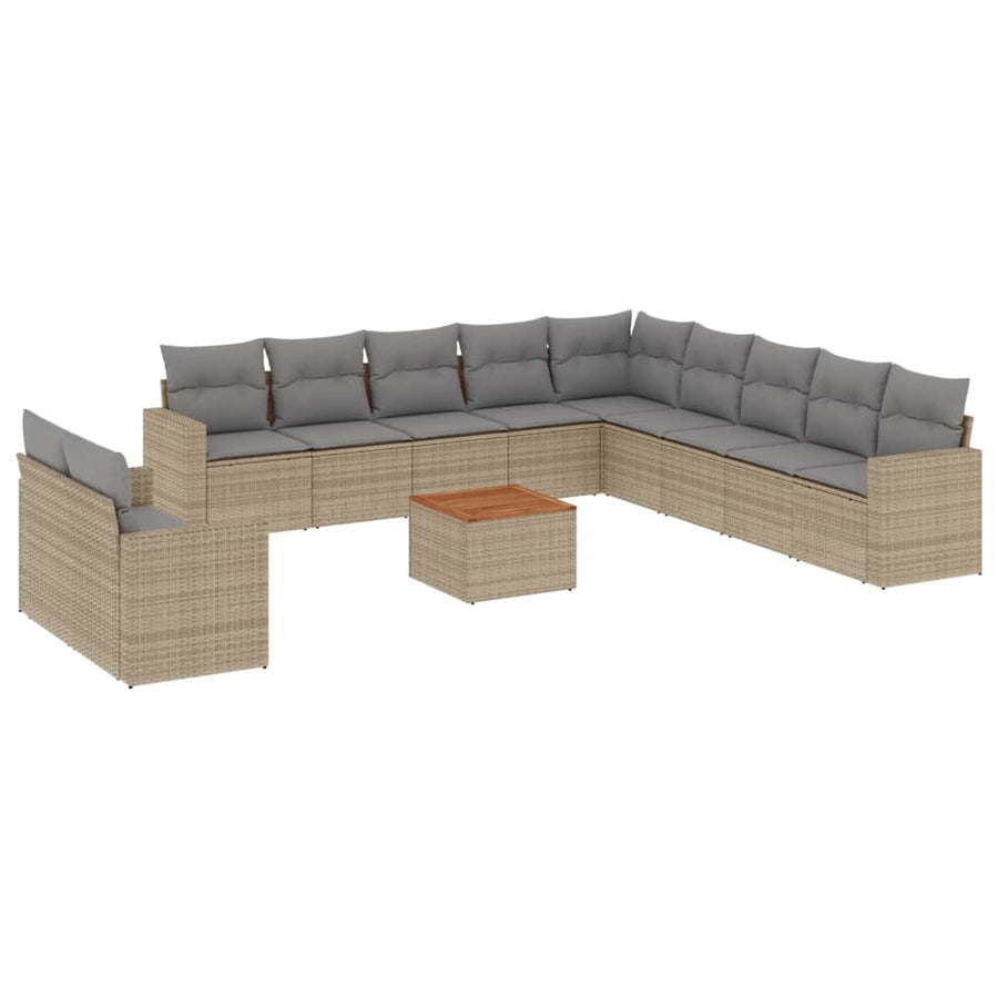 2-Delige Loungeset Met Kussens Poly Rattan Beige en grijs