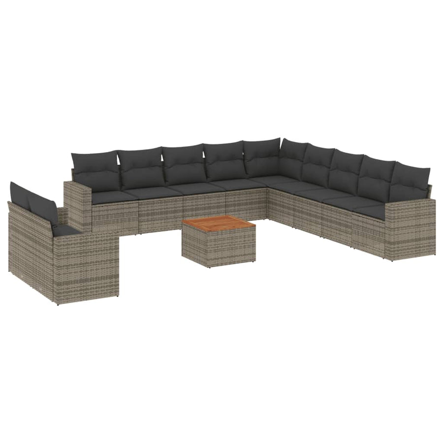 2-Delige Loungeset Met Kussens Poly Rattan Grijs