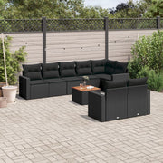 Loungeset 9-delig poly rattan zwart