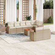 Loungeset 9-delig poly rattan beige