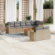 Loungeset 9-delig poly rattan beige