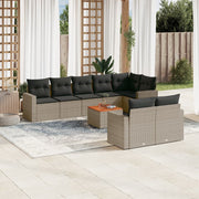 Loungeset 9-delig poly rattan grijs