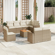 Loungeset 9-delig poly rattan beige