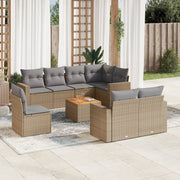 Loungeset 9-delig poly rattan beige