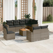 Loungeset 9-delig poly rattan grijs