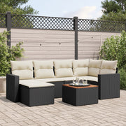 Loungeset poly rattan 7-delig zwart