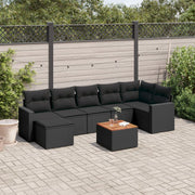 Loungeset 8-delig poly rattan zwart