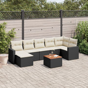 Loungeset 8-delig poly rattan zwart acaciahout