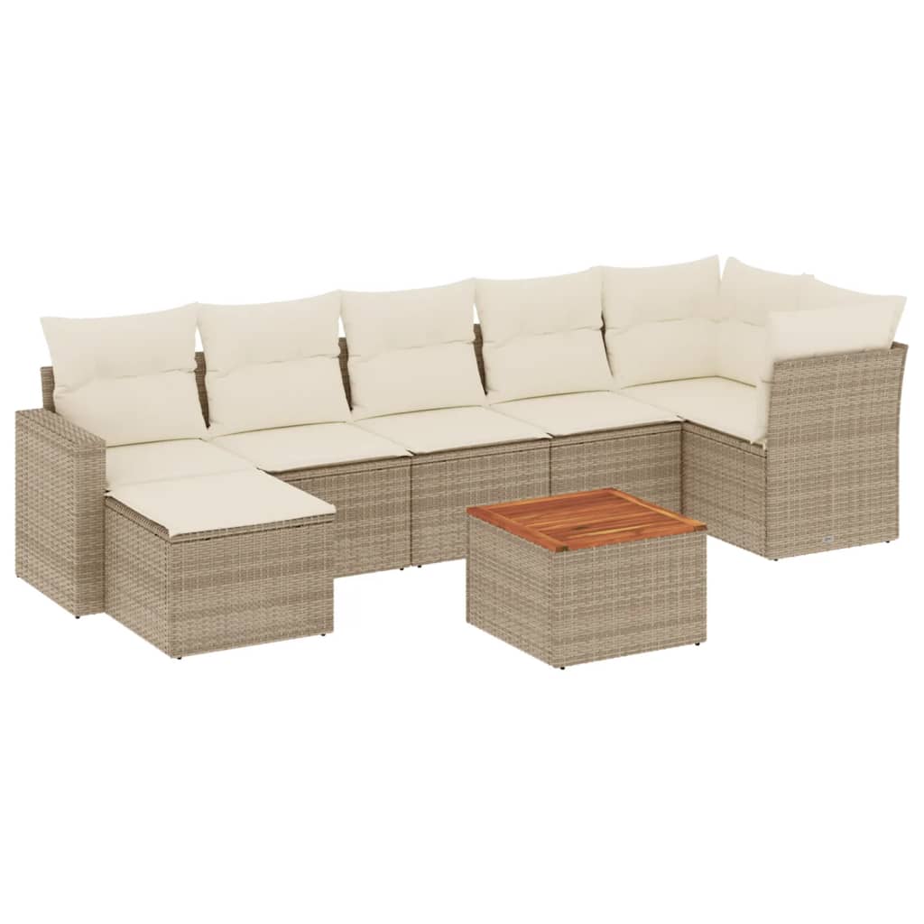 8-Delige Loungeset Met Kussens Poly Rattan Beige