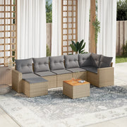 Loungeset 8-delig poly rattan beige