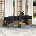 8-piece Lounge Set with Cushions Poly Rattan Grey