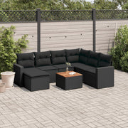 Loungeset 8-delig poly rattan zwart